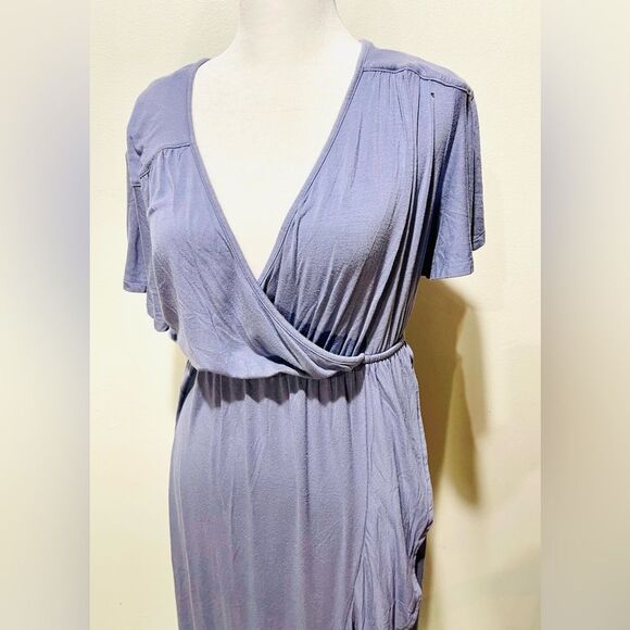 Isabel maternity dress muted blue flare raffle soft women’s M - Picture 4 of 8